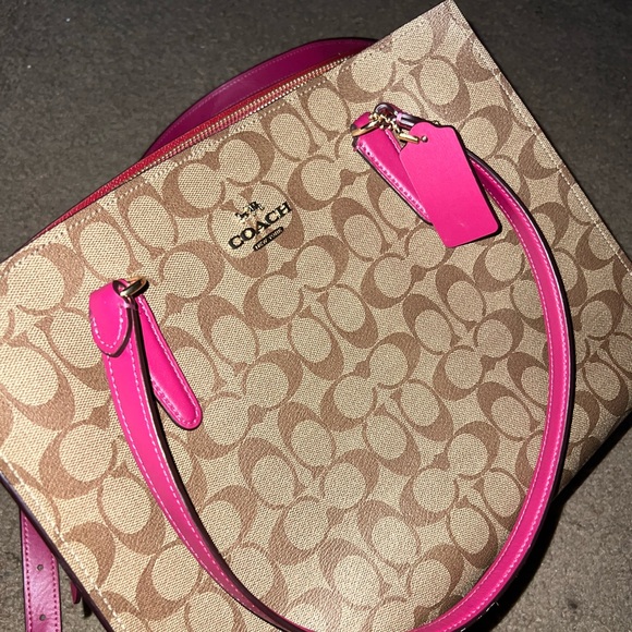 Coach Handbags - Coach Carryall Bag Tote Khaki/Fuschia